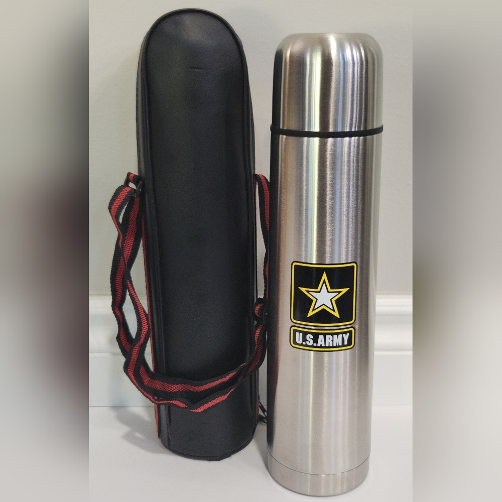U.S. Army Stainless Steel Thermos with Black Case NWOT